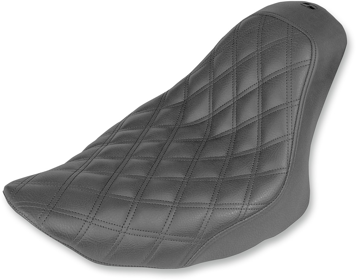 Renegade Lattice Stitched Solo Seat Black Gel - For Harley Softail - Click Image to Close