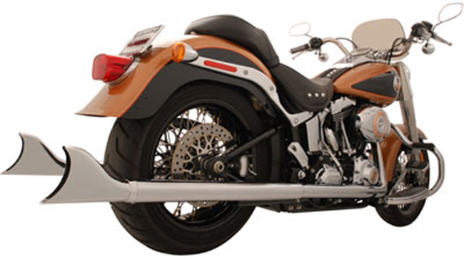 Sharktail Duals Full Exhaust 2.5"x32" Chrome - For 97-06 Harley Softail - Click Image to Close