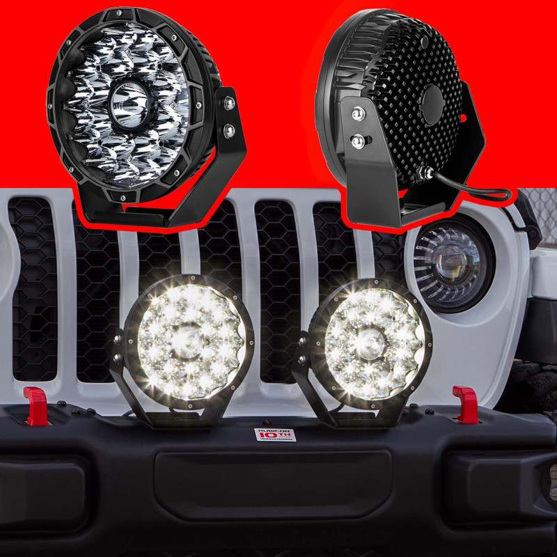 XK Glow Combo Beam Offroad Round Work Light Kit 2pc 9in 110W - Click Image to Close