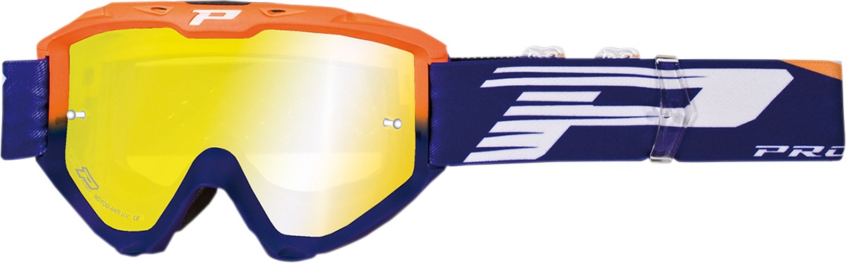 3450 Blue / Orange Riot OTG Goggles - Dual Mirrored Lens - Click Image to Close