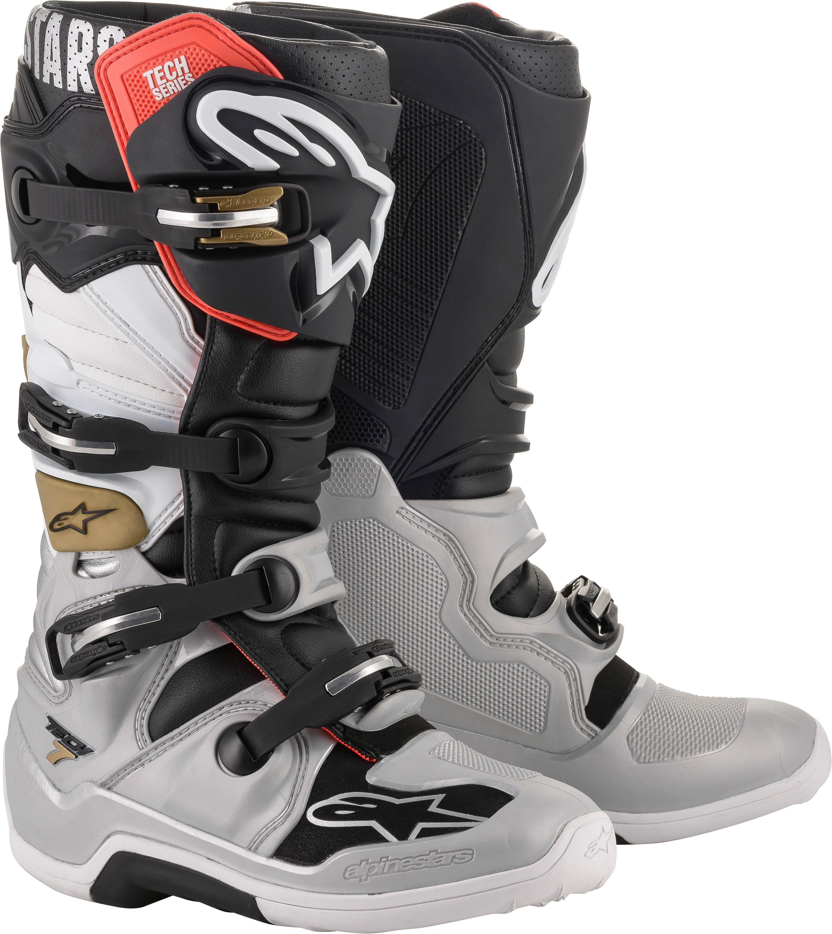 Tech 7 MX Boots Black/Silver/White/Gold US 08 - Click Image to Close