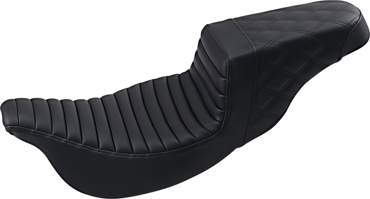 Step-Up Tuck and Roll 2-Up Seat - Black - For Harley Touring - Click Image to Close