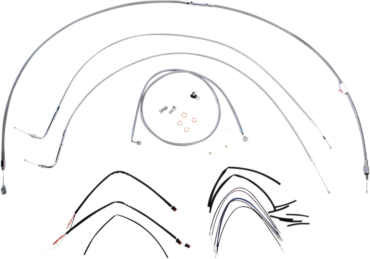 Extended Braided S.S. Control Cable Kit for Softails - 16" tall bars (non-ABS) - Click Image to Close