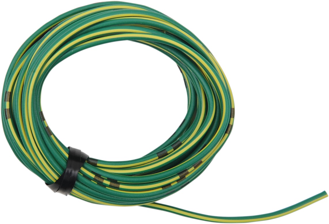 13' Color Match Electrical Wire - Green / Yellow 14A/12V 20AWG - Click Image to Close