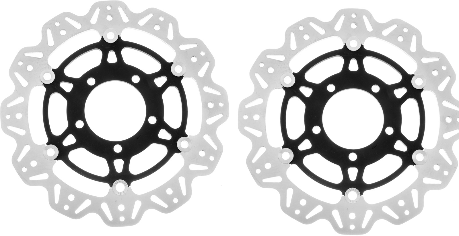 Front VEE Brake Rotors - Black - VEE Style Brake Rotor - Black Center Front Set - Click Image to Close