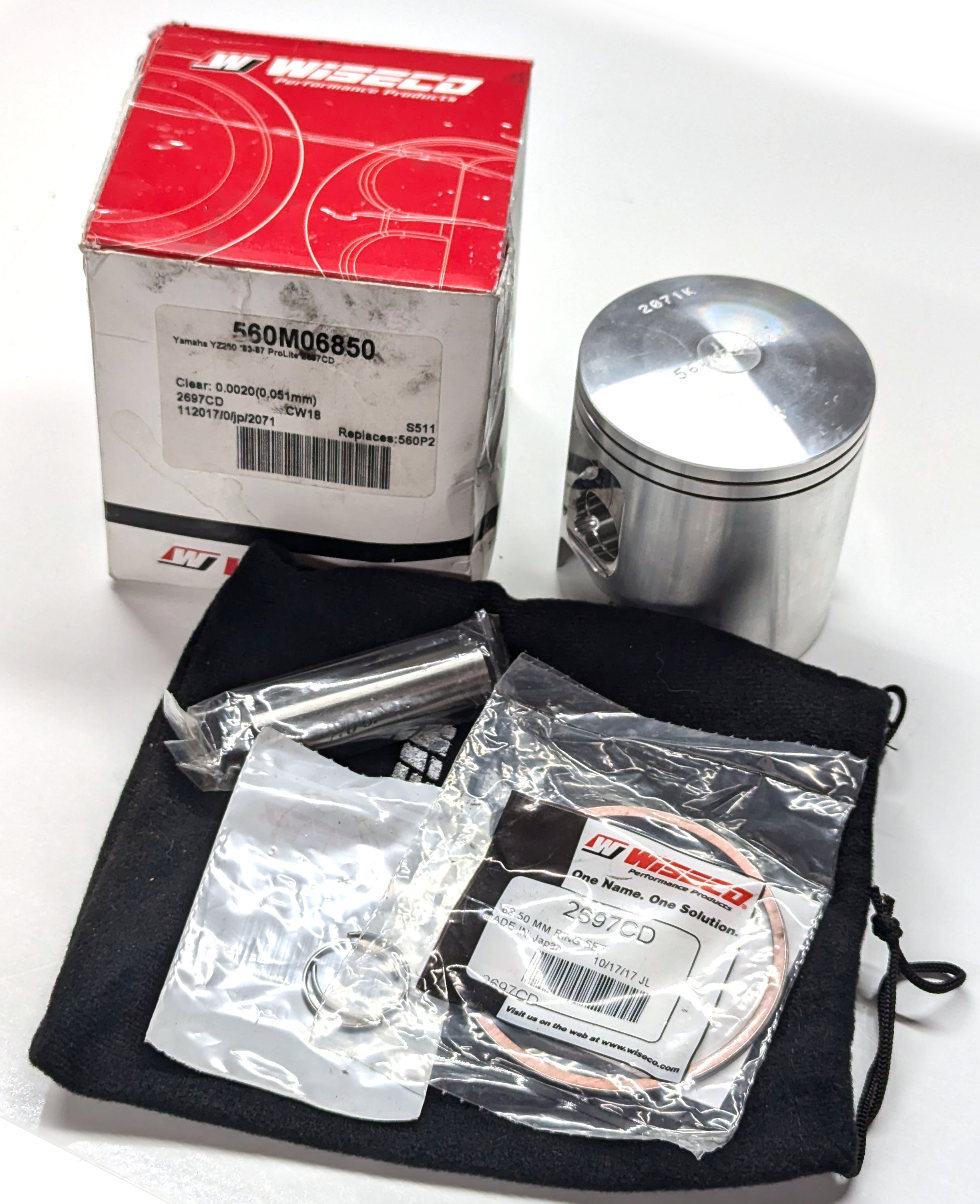 *OPEN BOX* Pro-Lite Piston Kit 68.50mm +0.50 Bore - For 83-87 Yamaha YZ250 - Click Image to Close