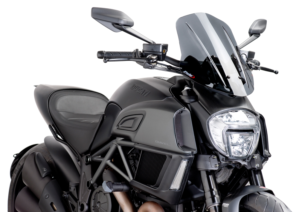 Dark Smoke Naked New Generation Windscreen - For 14-16 Ducati Diavel - Click Image to Close