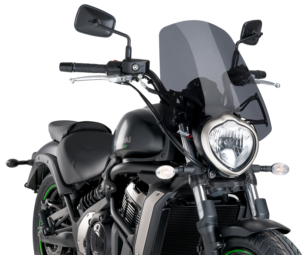 Dark Smoke Naked New Generation Windscreen - For 15-24 Kawasaki EN650 Vulcan S - Click Image to Close