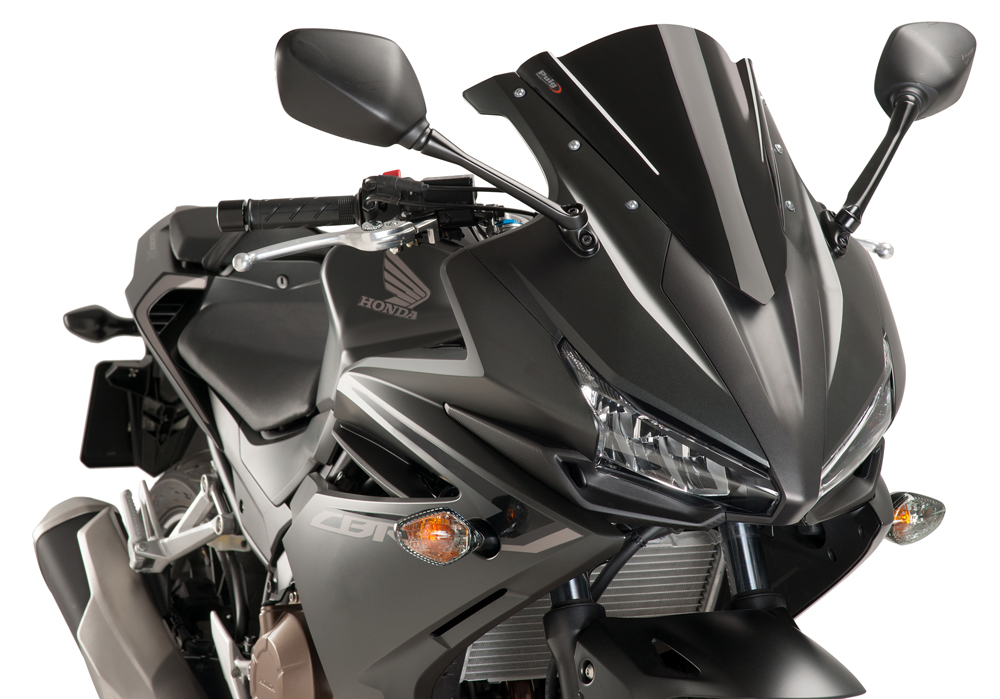 Black Racing Windscreen - For 16-18 Honda CBR500R - Click Image to Close