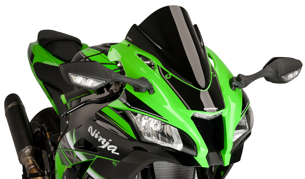 Black Racing Windscreen - For 16-18 Kawasaki ZX10R - Click Image to Close