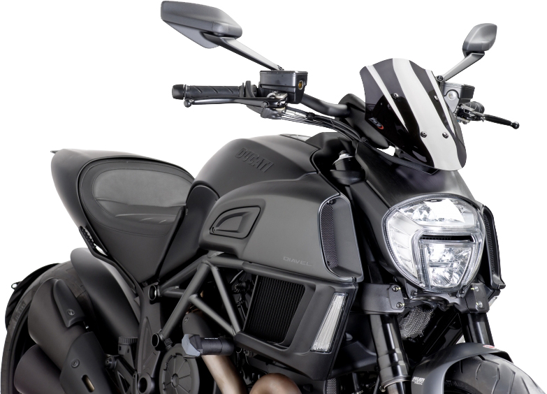 Dark Smoke Naked New Generation Windscreen - For 14-16 Ducati Diavel - Click Image to Close