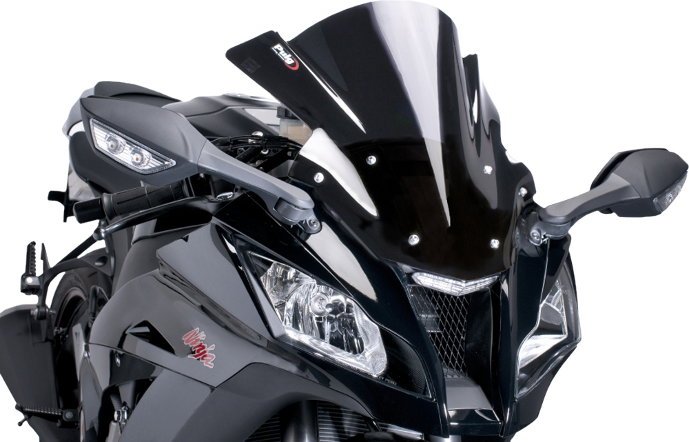 Black Racing Windscreen - For 11-15 Kawasaki ZX10R - Click Image to Close