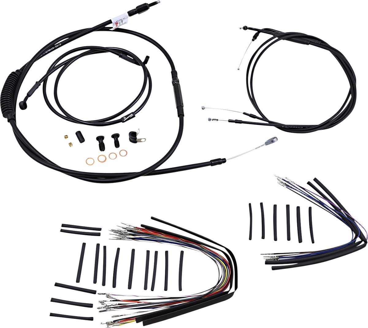 Extended Black Control Cable Kit For Softails - 16" tall bars - Click Image to Close