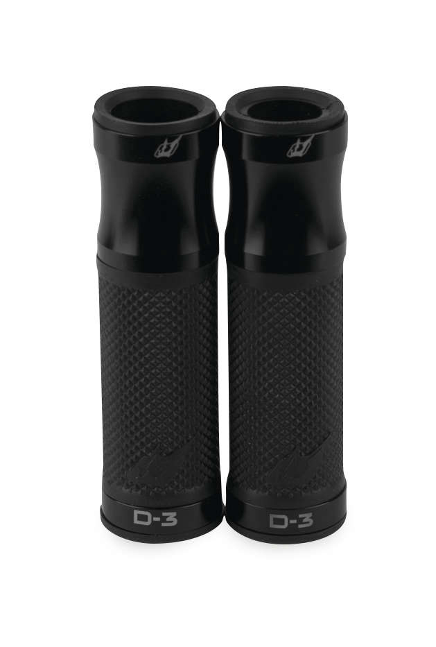 D3 Motorcycle Grips - Black w/ Black Metal Trim, 7/8" bars w/ Twist Throttle - Click Image to Close