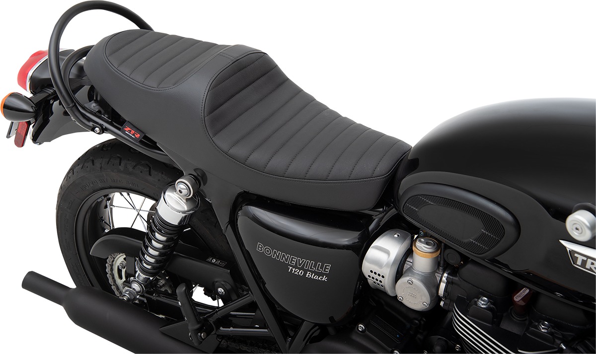 Predator Classic Stitch Vinyl 2-Up Seat - Black - For Bonneville T100/120 - Click Image to Close