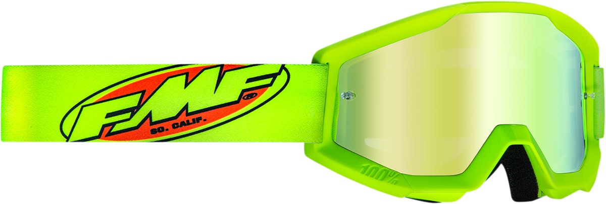 FMF PowerCore Youth Goggles Yellow Mirror Gold Lens - Youth goggles with gold mirror lens - Click Image to Close