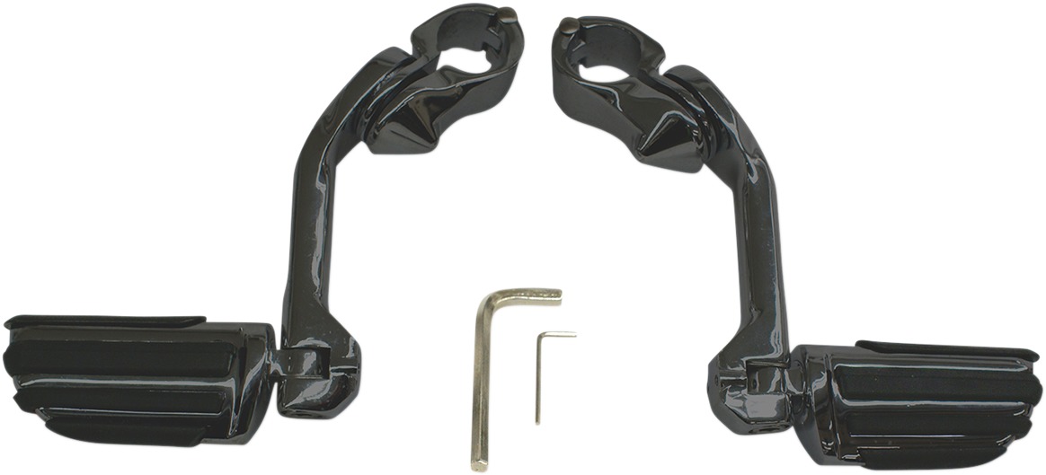 Tapered/Ribbed Clamp-On Highway Bar Footpegs w/Mount 1-1/4" - Black - Click Image to Close