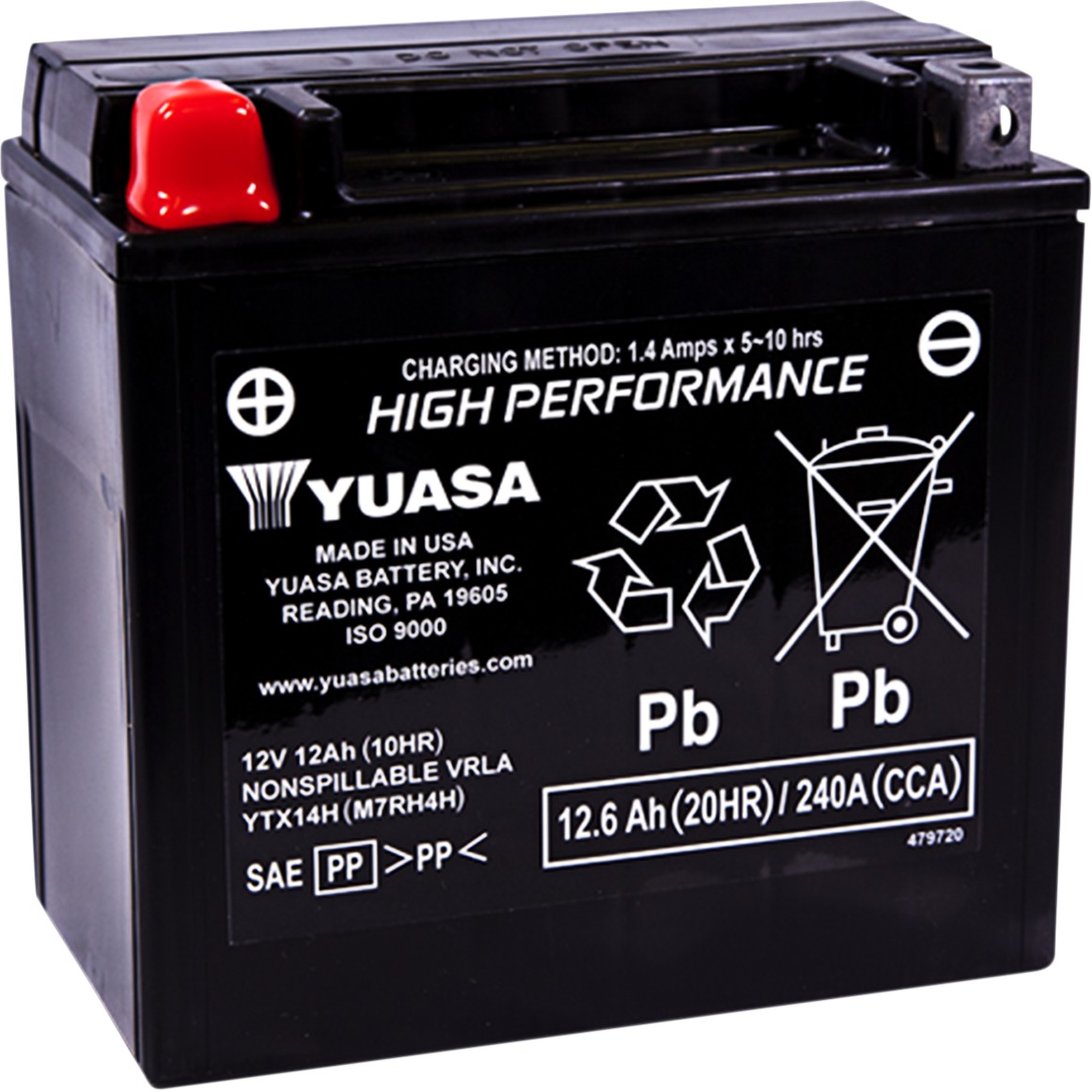 Yuasa Ytx14h Maintenance Free Agm 12-volt Battery - Ysa Maintenance Free Battery - Click Image to Close