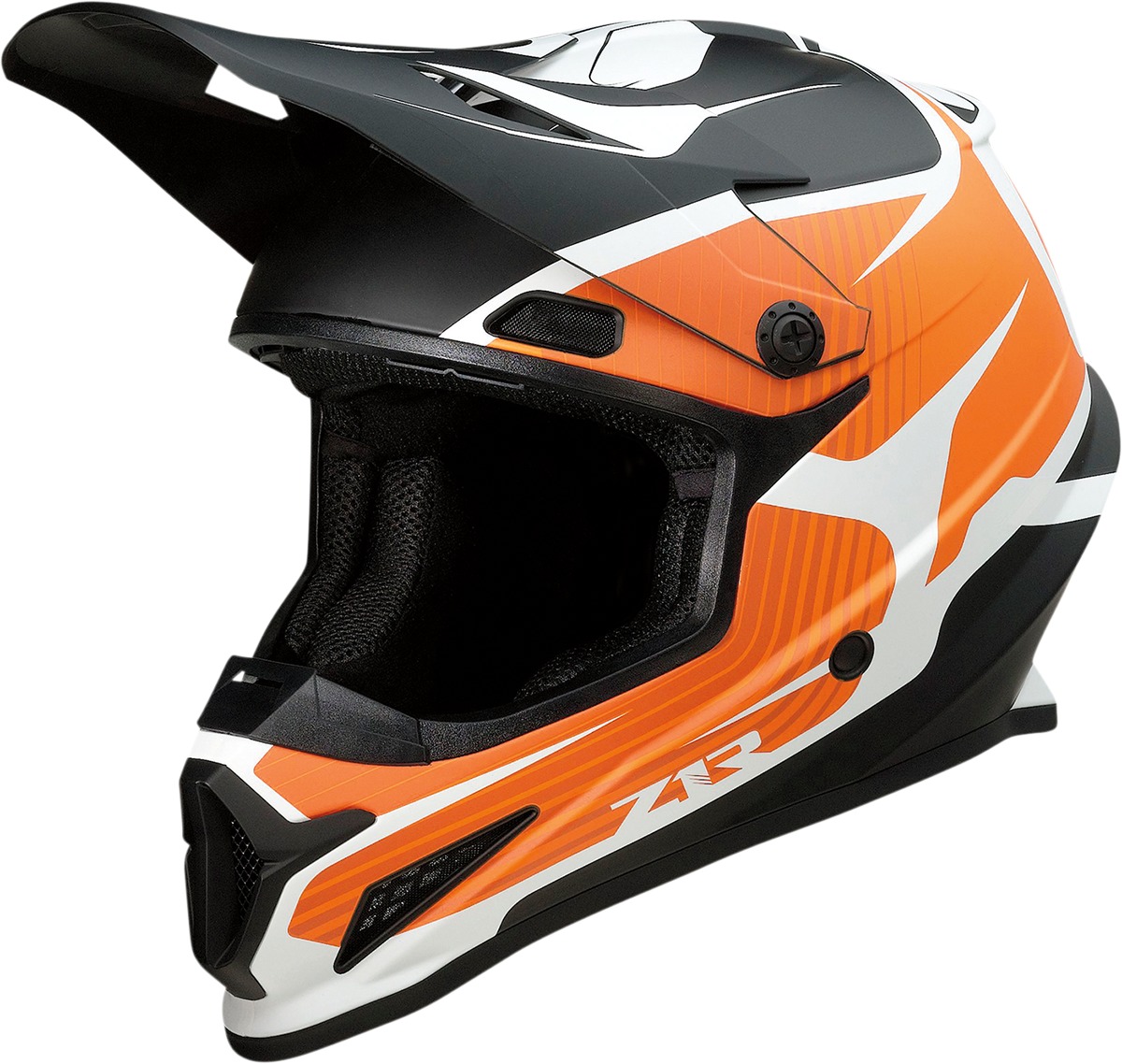 Z1R Rise Flame Helmet Matte Black/Orange/White 2XL - MX helmet with flame graphics in 2XL - Click Image to Close