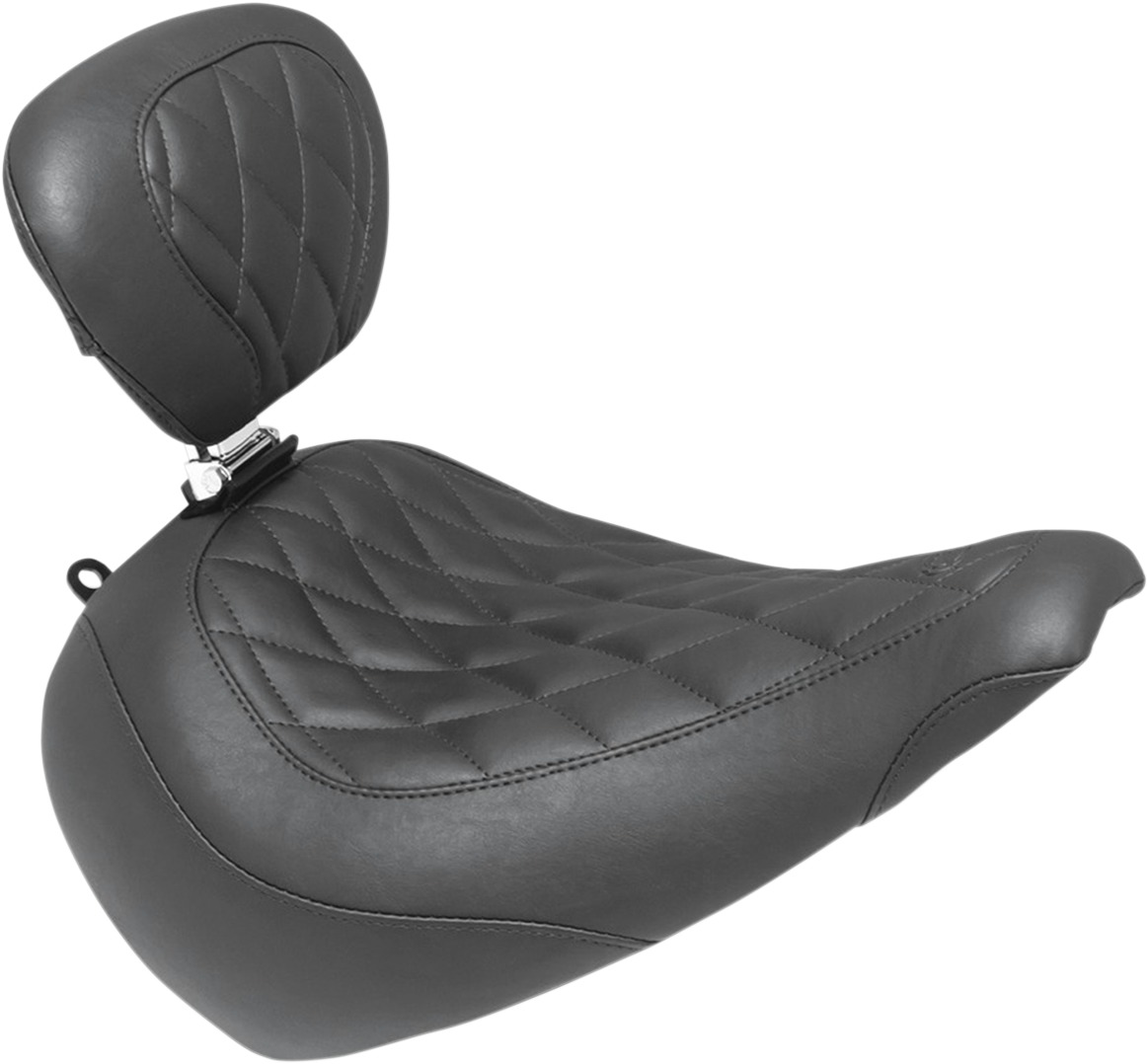 Tripper Diamond Wide Solo Seat w/Backrest - For 18-21 HD FLFB Fat Boy - Click Image to Close