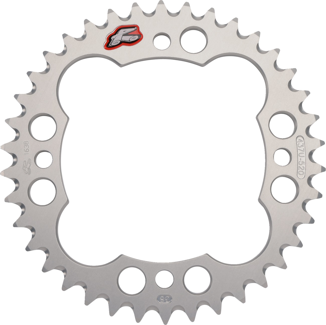 Rear Sprocket - Grooved Silver 520-38 Teeth - For 06-23 Yamaha YFM250/700 Raptor/ YFZ450/R - Click Image to Close