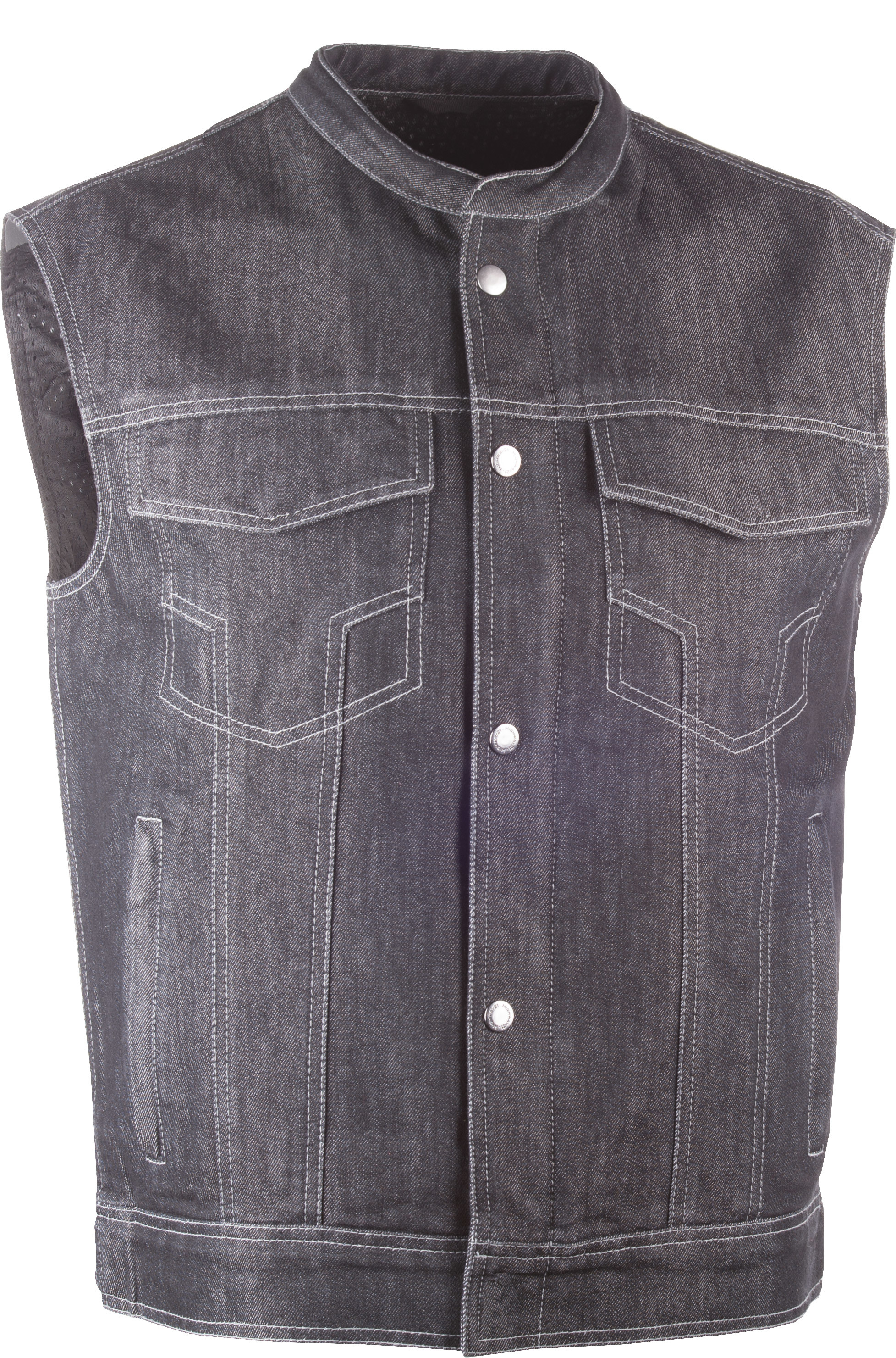 Iron Sights Club Collar Denim Vest Black Small - Click Image to Close