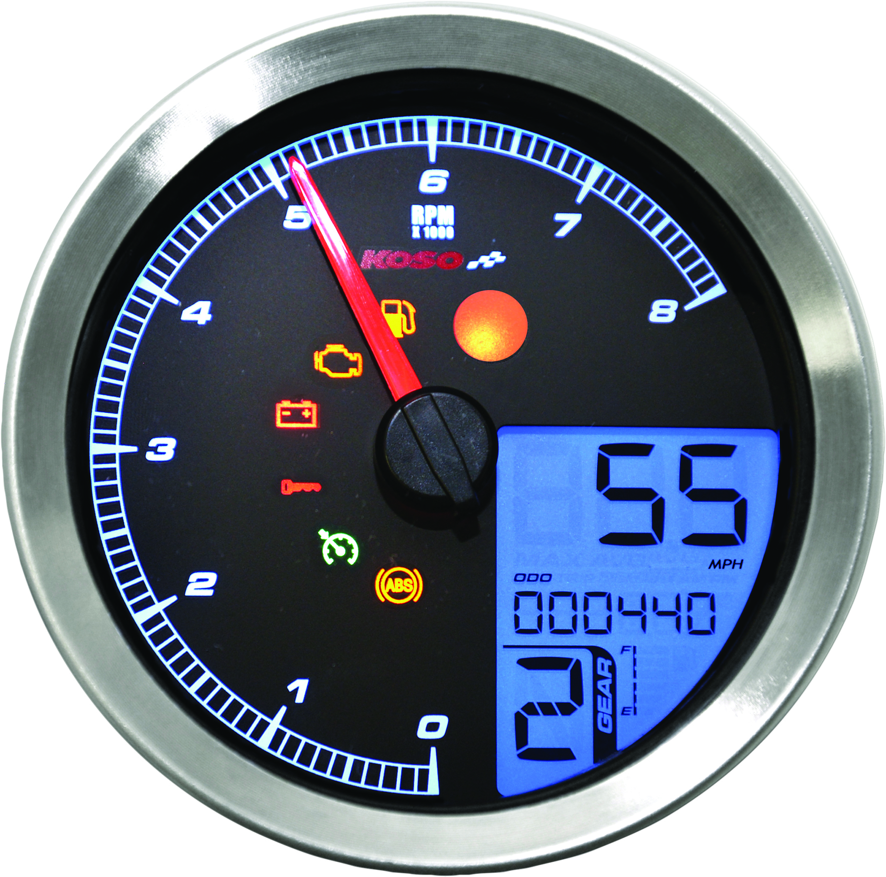 LCD Color Change Speedo and Tachometer Silver - Click Image to Close