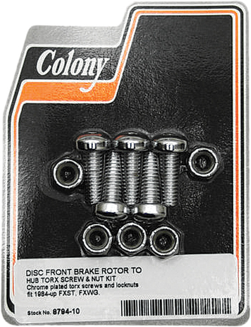 Brake Rotor Front Torx Bolt Kit w/ Nuts - Fits 84-17 H-D w/ Spoke Wheels - Click Image to Close