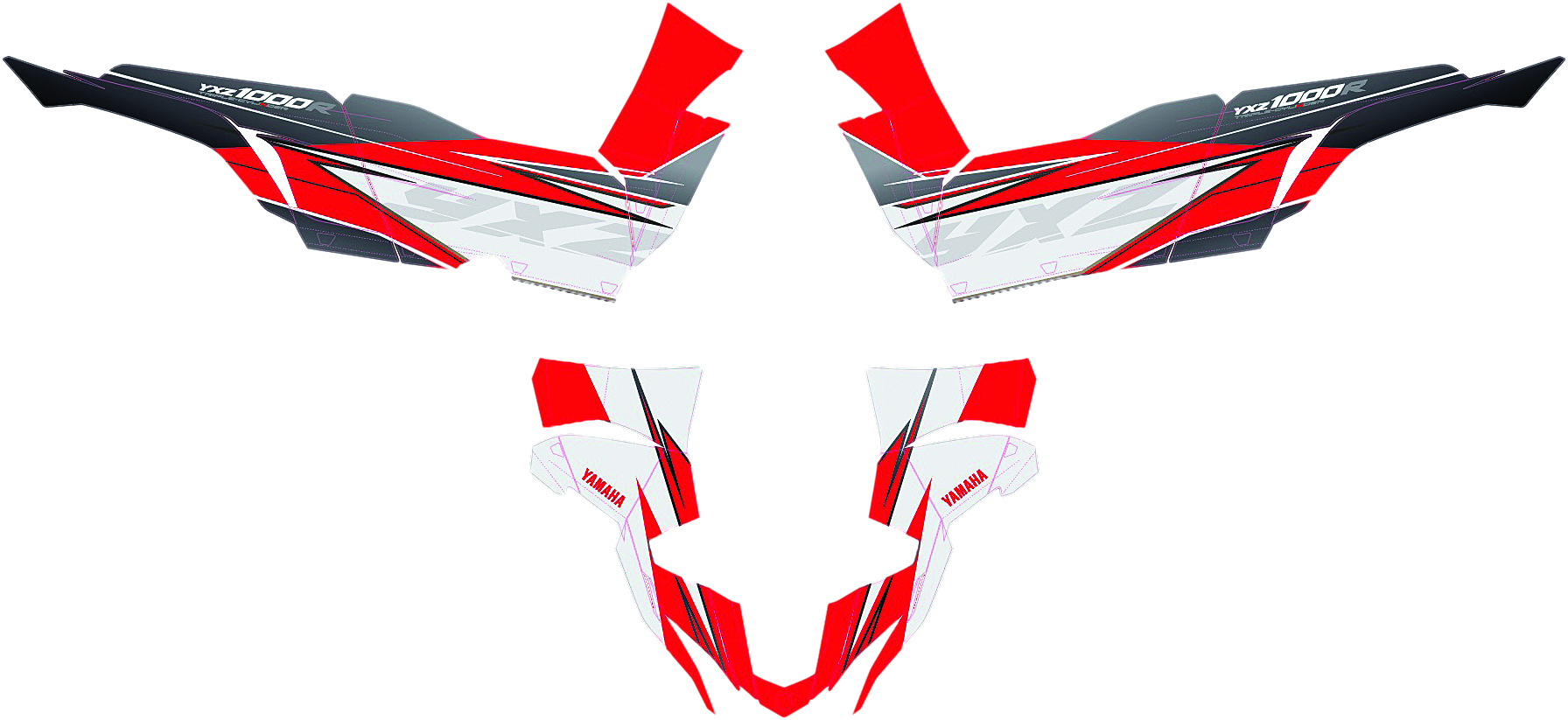 Graphic Kit Grey/Red - For Yamaha YXZ1000 - Click Image to Close