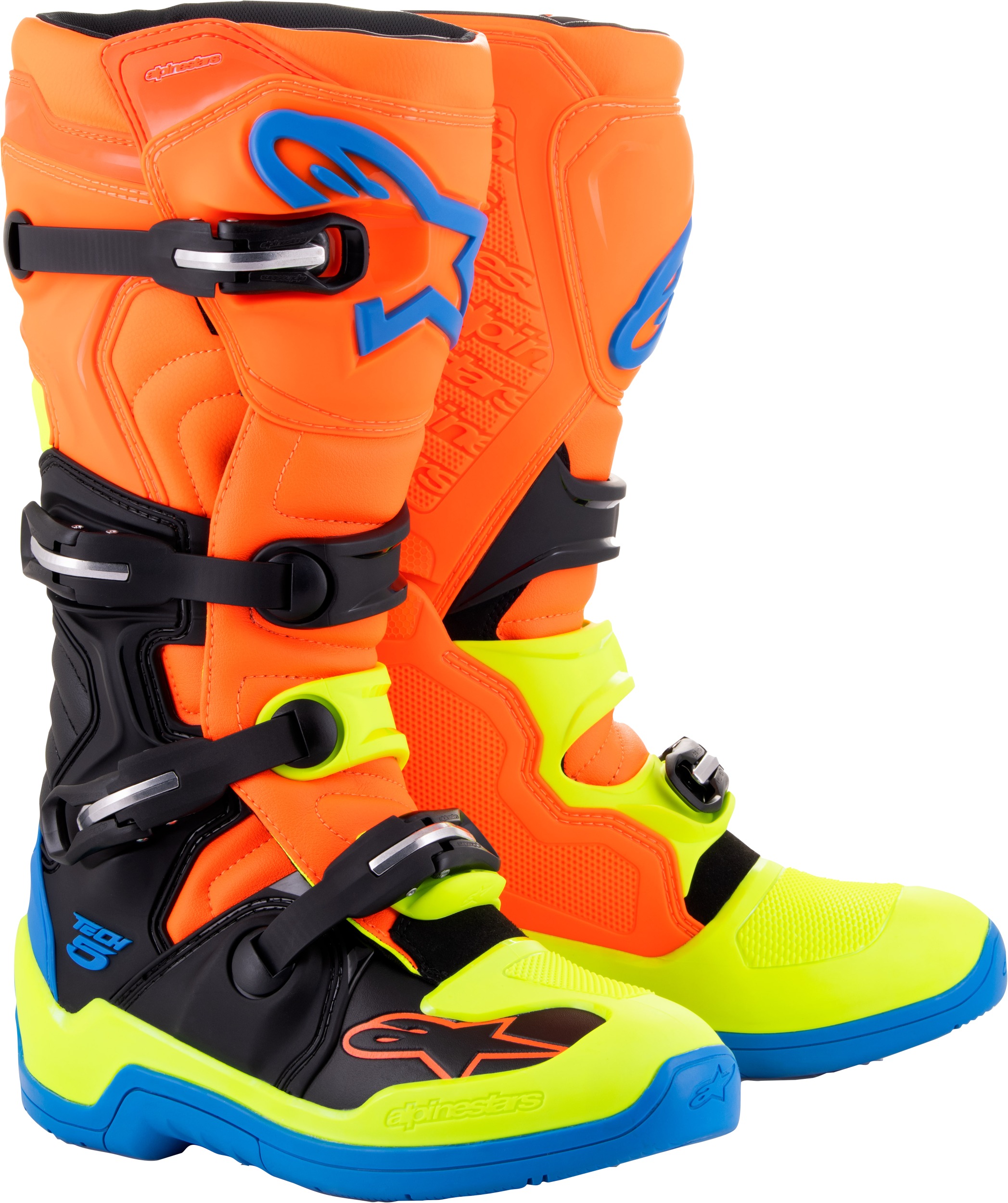 Tech 5 Boots Orange/Flou Yellow/Blue SZ 11 - Click Image to Close