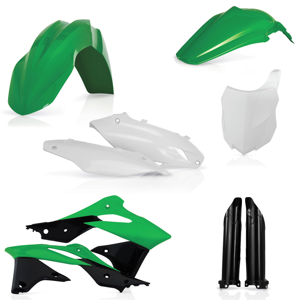 Full Plastic Kit - Green/Black/White Original 2016 - For 13-16 Kawasaki KX250F - Click Image to Close