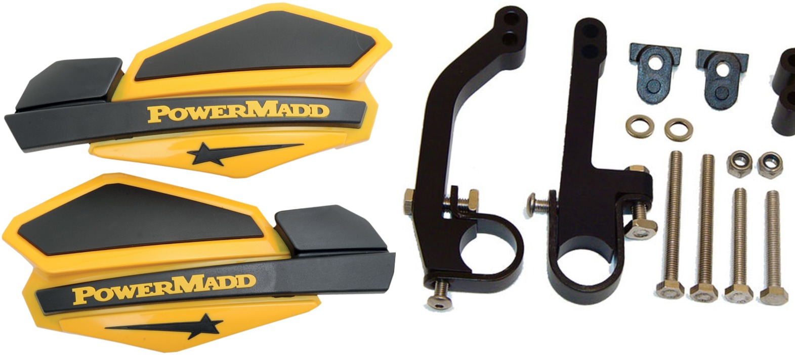 Yellow & Black Star Handguard Kit w/ Snow Mounts - Click Image to Close