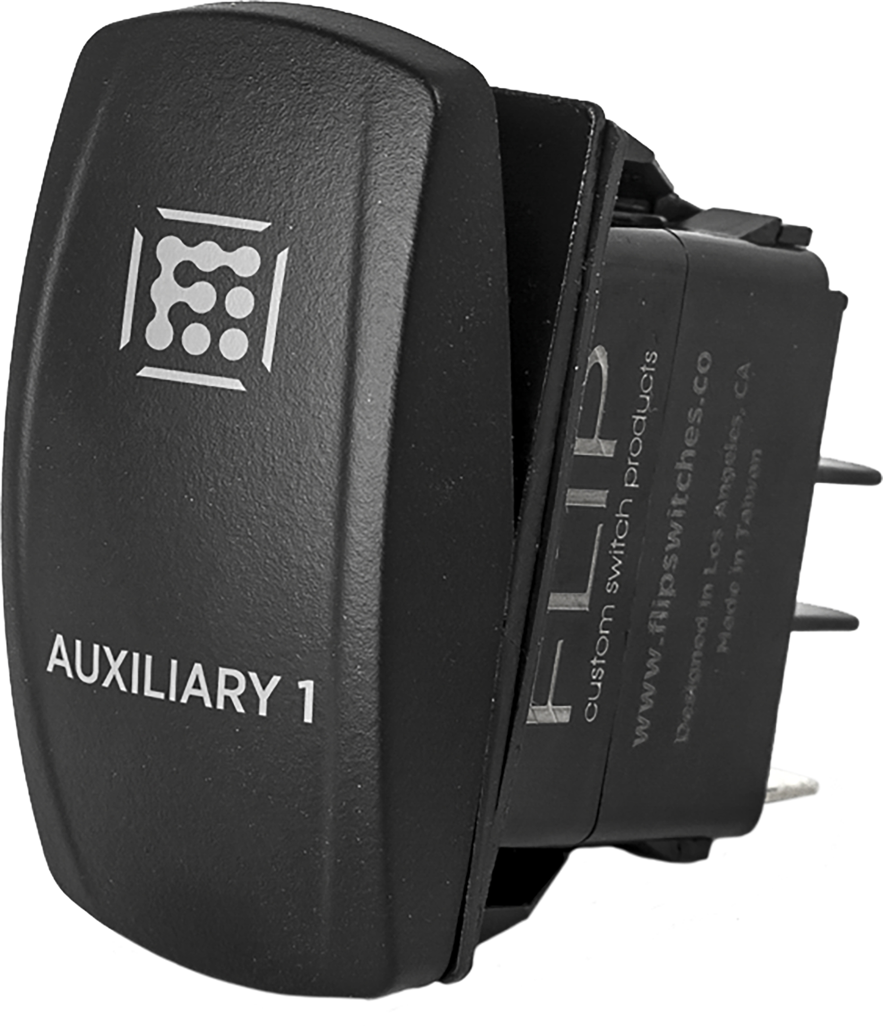 "Auxilary 1" Illuminated Rocker Switch - Amber Lighted SPST Rocker - Click Image to Close