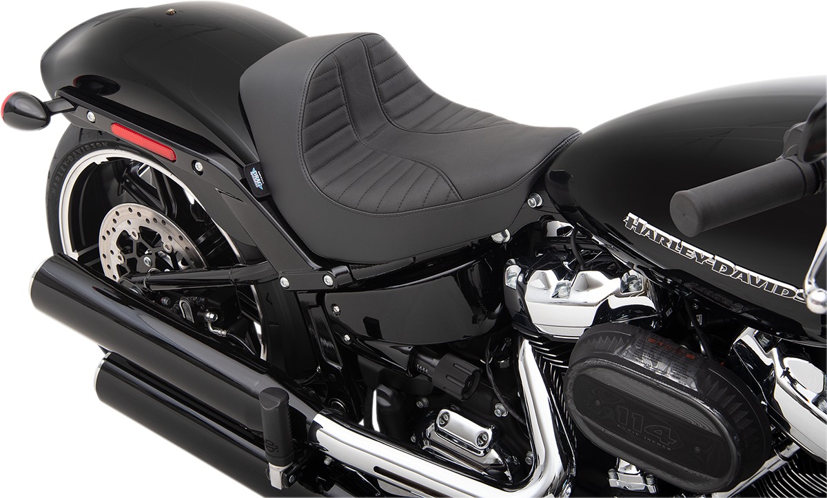 EZ Mount Scorpion Stitched Vinyl Solo Seat Black Low - For 18-20 HD FXBR - Click Image to Close