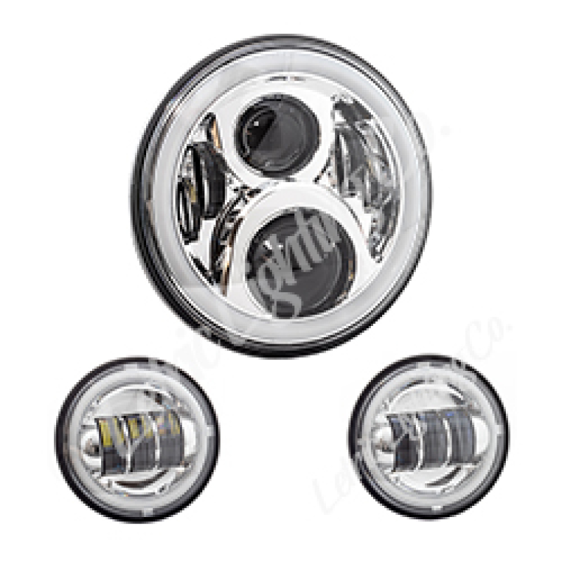 Letric Lighting 7in Led Chrome Full-Halo Indian - Click Image to Close