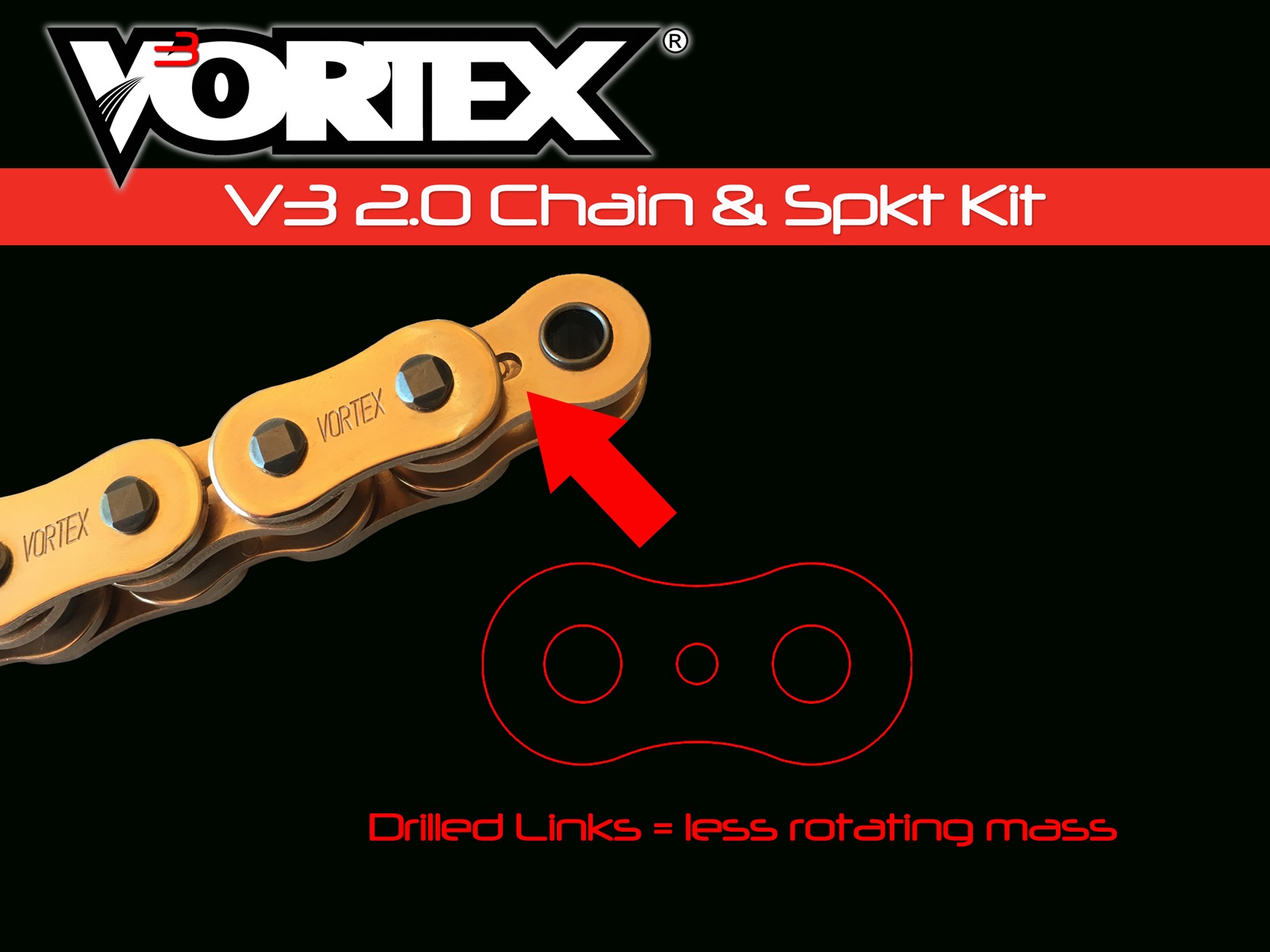 V3 Chain & Sprocket Kit Gold SX Chain 520 15/43 Hardcoat Aluminum - For 07-13 Honda CB600 Hornet - Click Image to Close