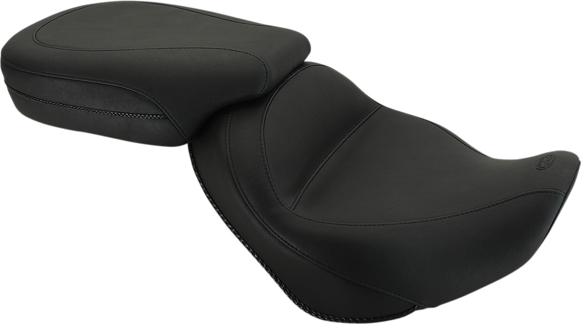 Two-Piece Plain Vinyl 2-Up Seat - Black - For Triumph America Speedmaster - Click Image to Close