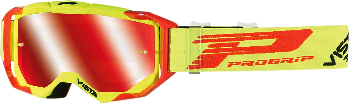 3303 Fluorescent Yellow / Red Vista Goggles - Red Mirrored Lens - Click Image to Close