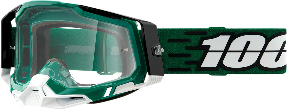 Racecraft 2 White / Milori / Green / Black Goggles - Clear Lens - Click Image to Close