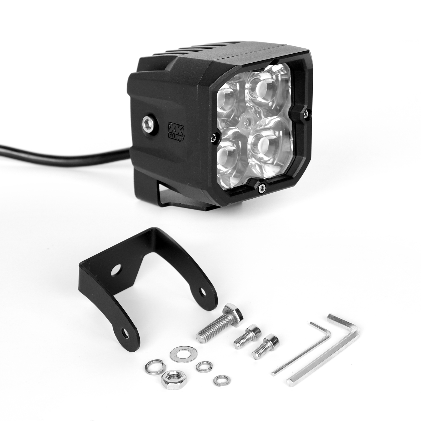 XK Glow XKchrome 20w LED Cube Light w/ RGB Accent Light - Spot Beam - Click Image to Close