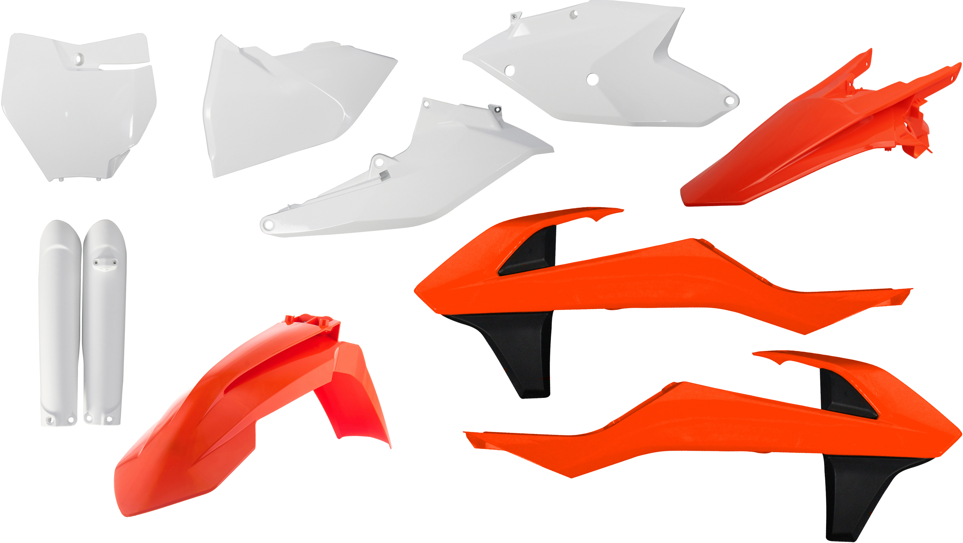 Full Plastic Kit - Orange/White Original 2018 - Fits Many 16-18 KTM 125-450 - Click Image to Close