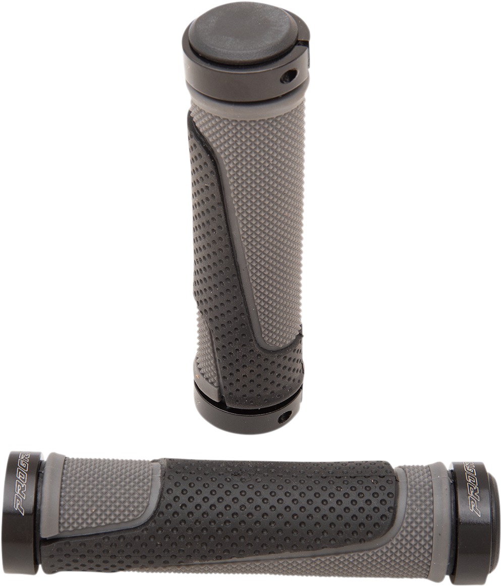 Gray & Black 997 Lock-On Open End Locking ATV Grips w/ End Plugs - Also fits Watercraft & MTB - Click Image to Close