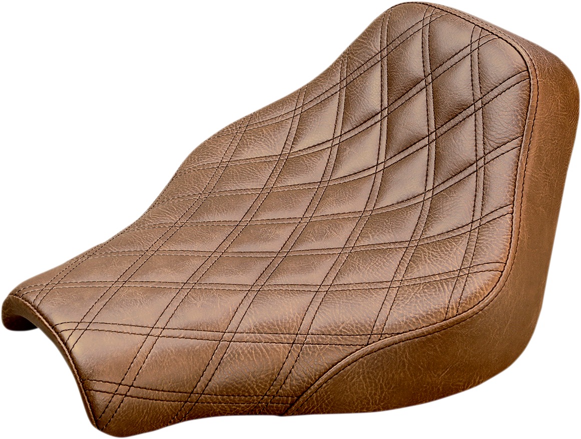 Renegade Lattice Stitched Solo Seat Brown Gel - For Harley FXBB - Click Image to Close