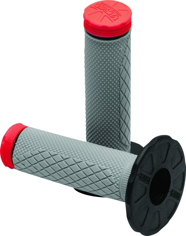 Tri Density Full Diamond MX Grips - Red - Click Image to Close