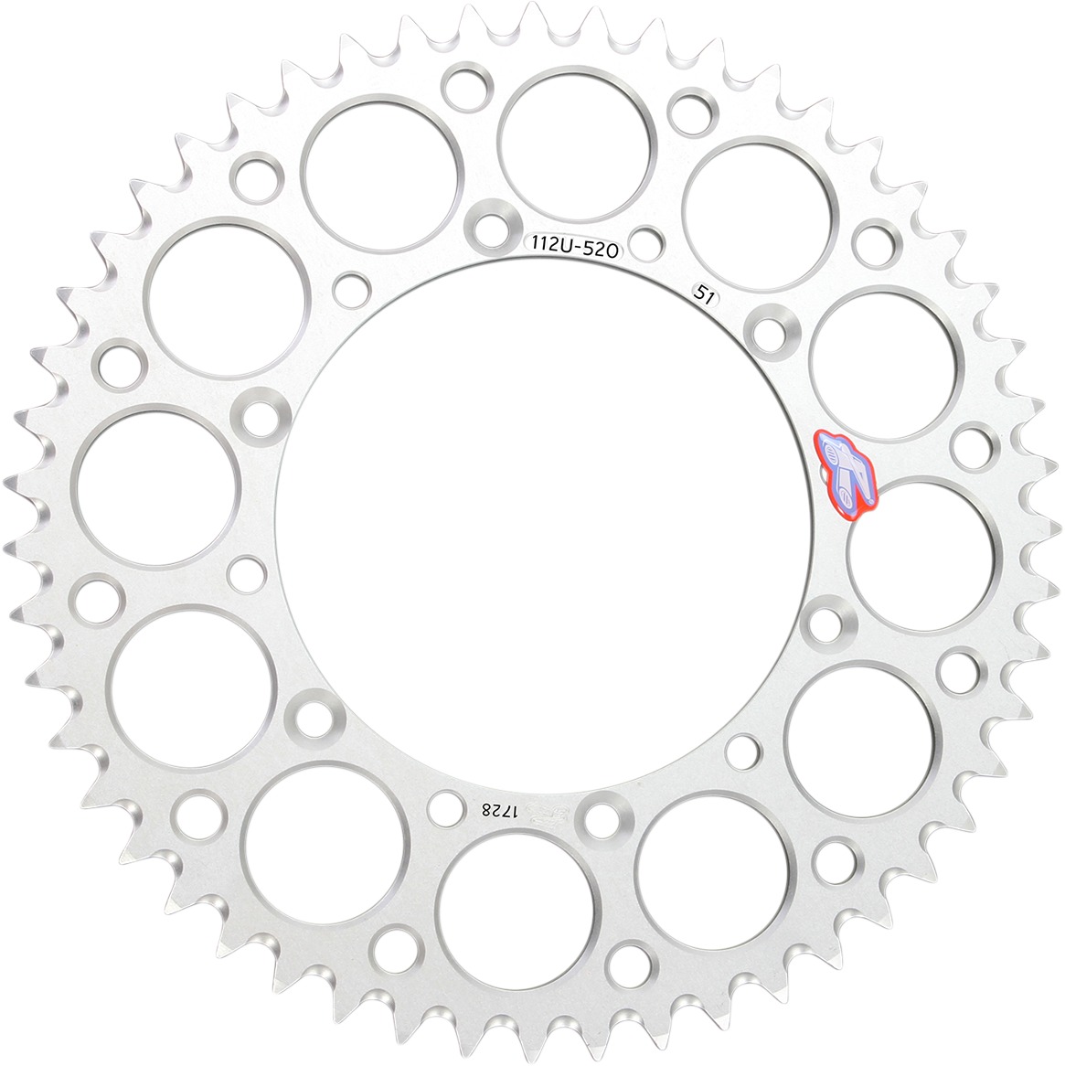 Rear Sprocket Grooved - Silver 520-51 Teeth - For 04-23 Kawasaki KX 125/ 2-Stroke/ X/ XC/ KX450XC - Click Image to Close