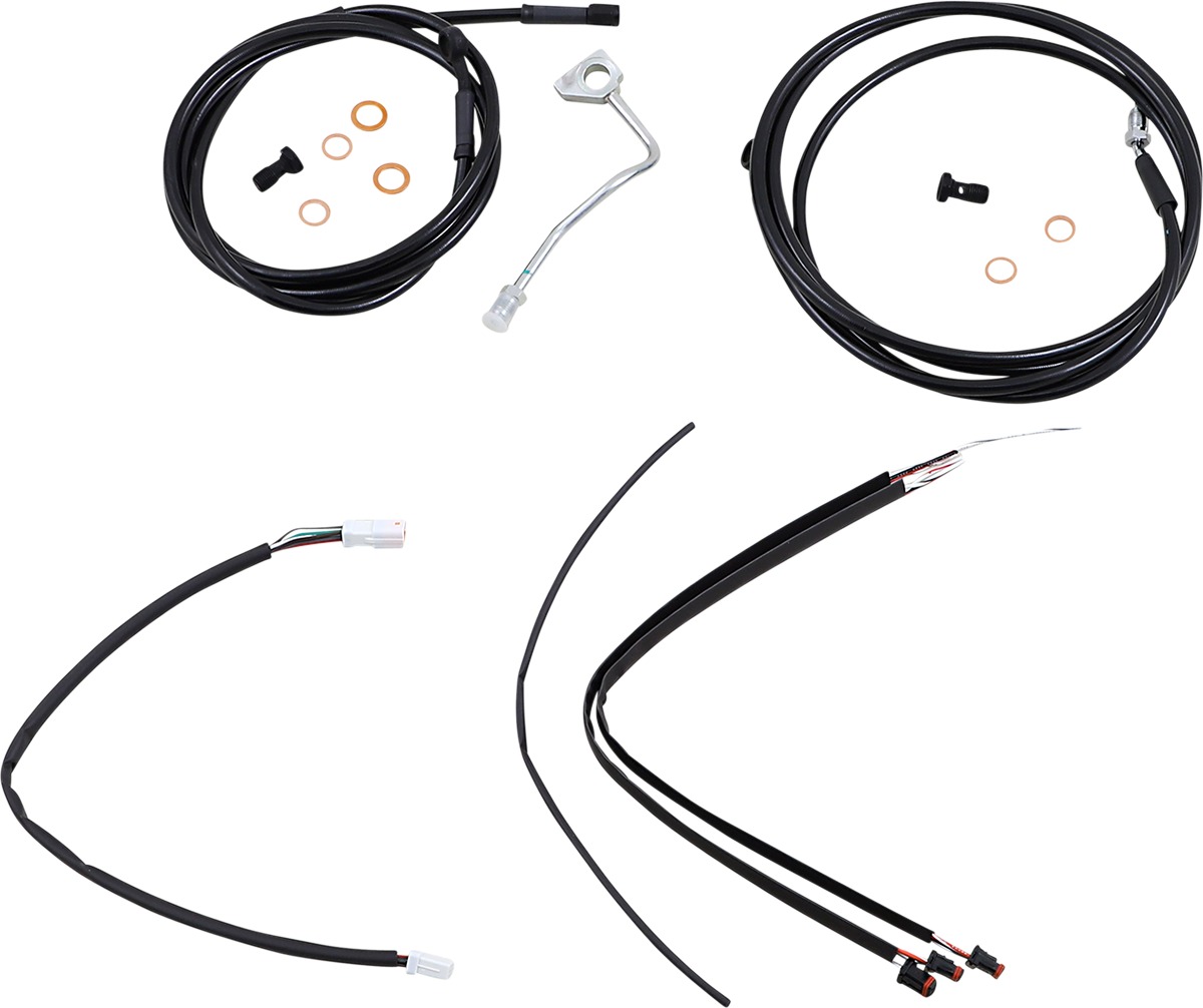 Extended Black Control Cable Kit for 18" Gorilla Bars - Fits 17-20 Harley Davidson Touring Models - Click Image to Close