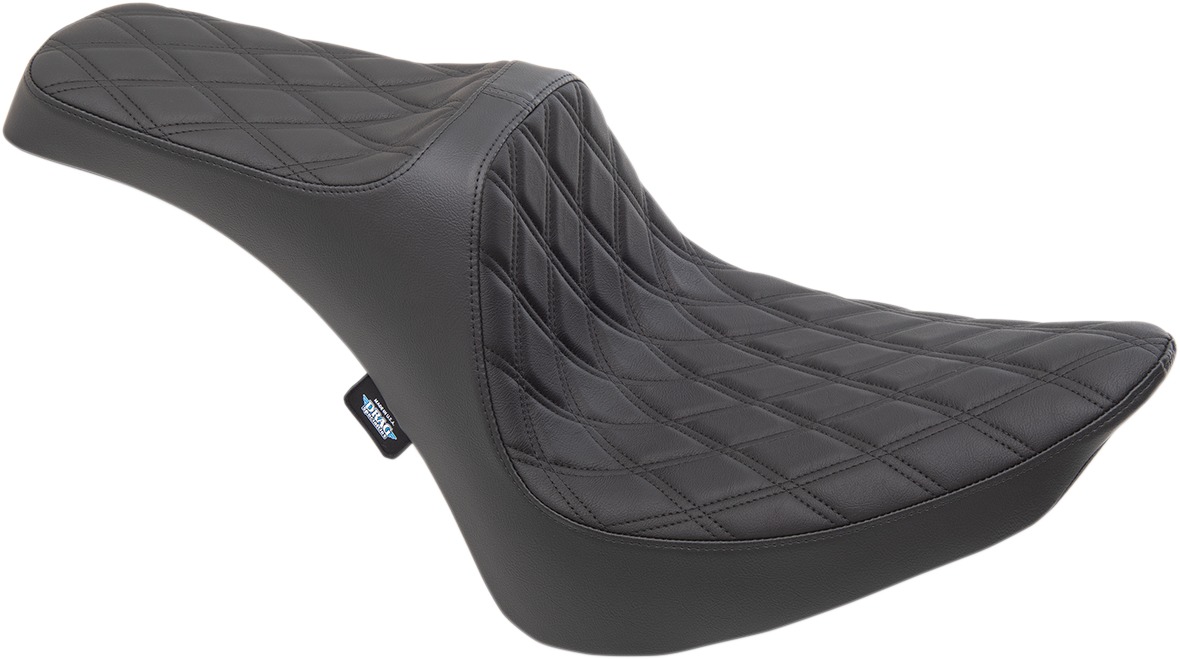 Predator Double Diamond Vinyl 2-Up Seat - Black - For 84-99 HD FLST FXST - Click Image to Close