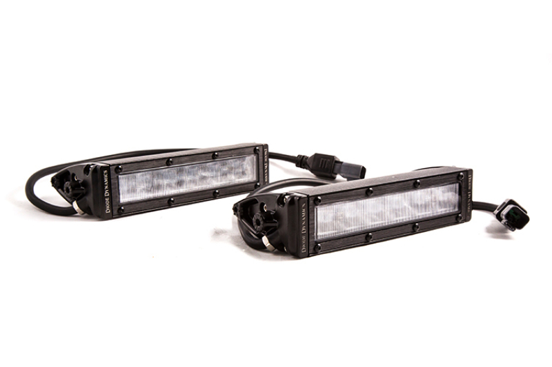 6 In LED Light Bar Single Row Straight SS6 - White Wide Light Bar (Pair) - Click Image to Close