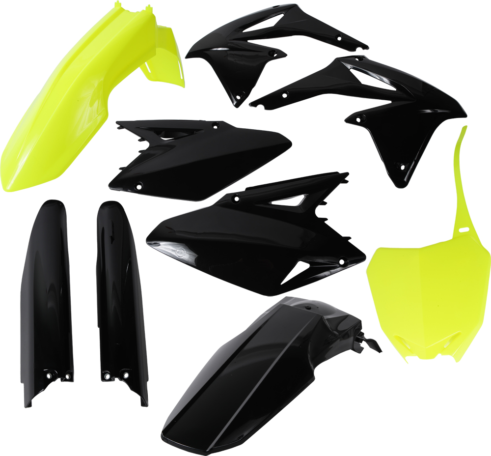 Full Plastic Kit - Black/Flo Yellow - For 08-17 Suzuki RMZ450 - Click Image to Close