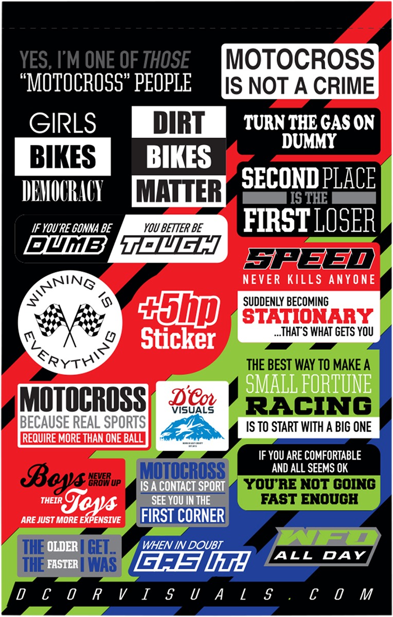 Moto Talk V.2 Universal Decal Sheet - 4 mil Ultracurve Vinyl - Click Image to Close